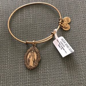 NWT Alex and Ani gold Mother Mary bracelet